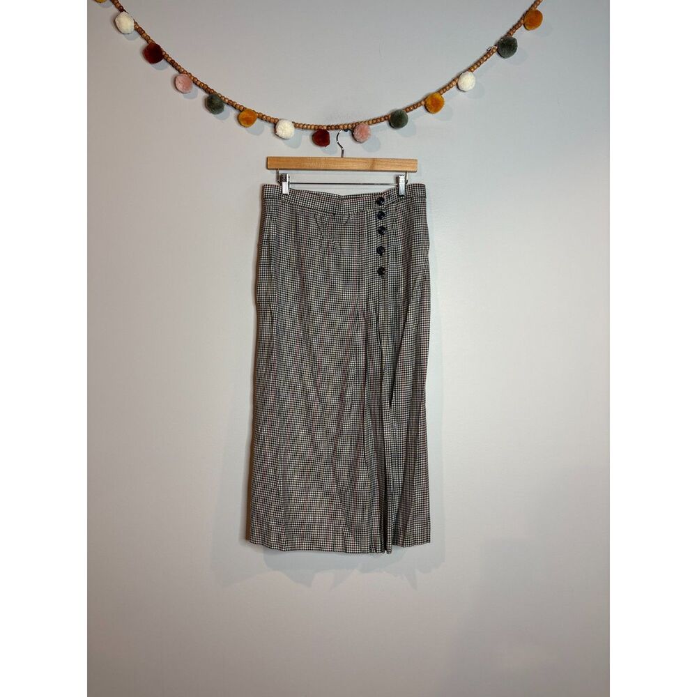 Vtg houndstooth color pop straight midi skirt